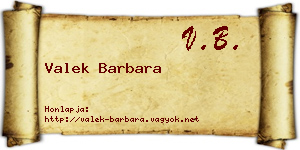 Valek Barbara névjegykártya